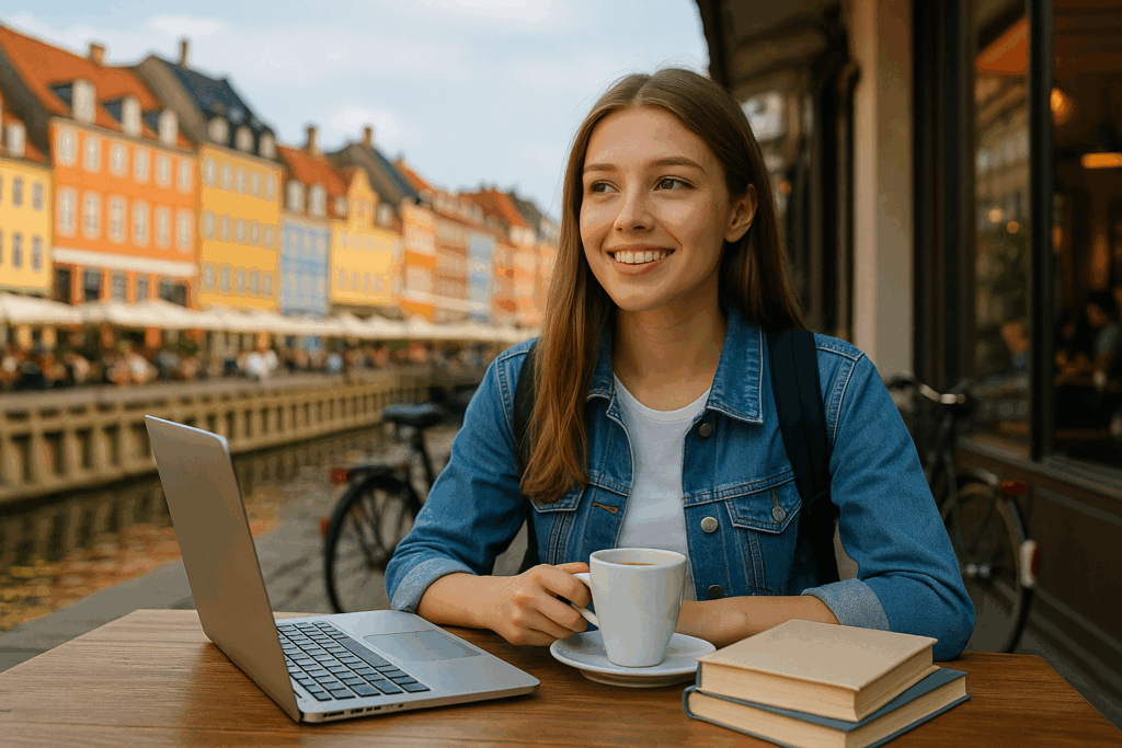 landsjahr Dänemark. Austauschülerin Dänische cityscape