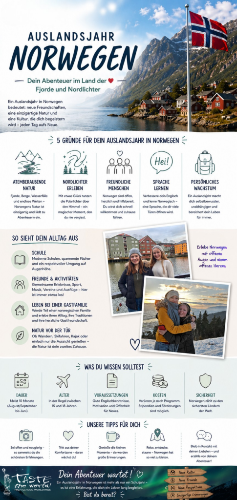 Infographic erklaert ein Auslandsjahr in Norwegen
